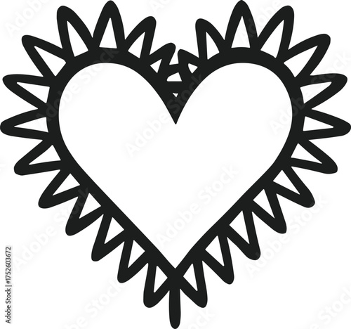 Heart Silhouette with Spiky Outline – Bold Valentine’s Day Vector Illustration