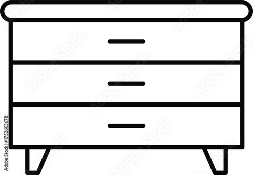 Minimal Drawer Line Art Icon Vector for Furniture and Interior Design