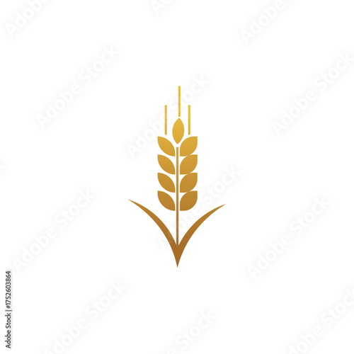 Wheat stalk logo with golden color and natural design