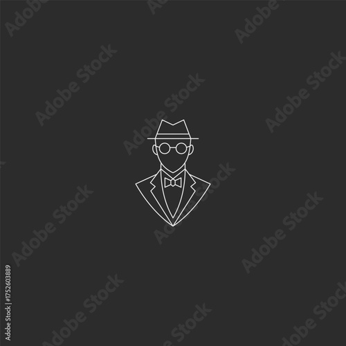 Gentle man line art classy vintage portrait logo design.