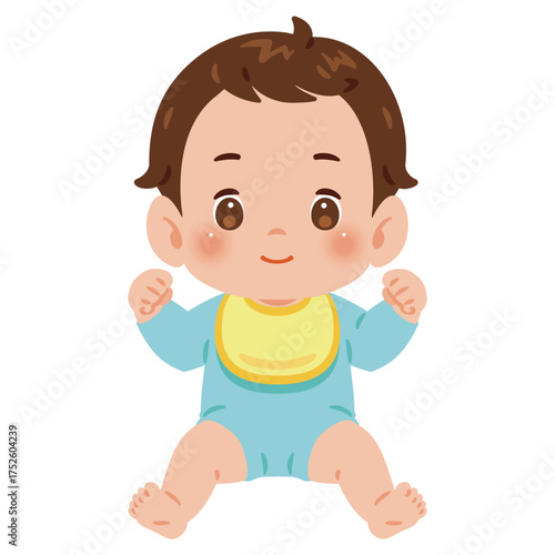 男の子の赤ちゃん　全身イラスト／Baby Boy　full body illustration