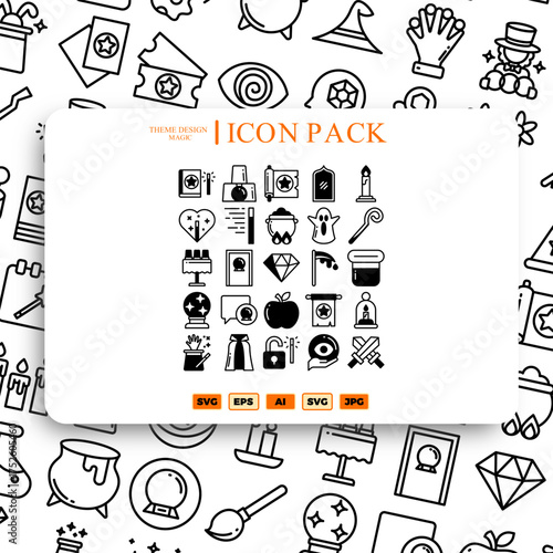 Magic mystery objects collection icons