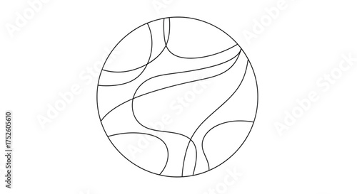 Abstract tangled lines in a circle create a minimalist and modern design, perfect for backgrounds, logos, or artistic representations