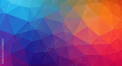 Colorful polygonal background with a vibrant gradient of blue, purple, red, and orange, creating a modern and eyecatching design