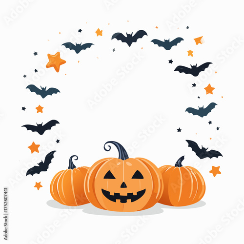 ハロウィンのかぼちゃフレーム（かわいいオレンジの季節デザイン）