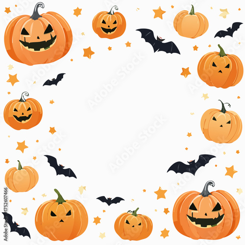 ハロウィンのかぼちゃフレーム（かわいいオレンジの季節デザイン）