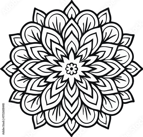 intricate mandala, symmetrical mandala, petal mandala design, floral mandala, radial pattern, decorative mandala art, spiritual mandala, mandala for meditation, geometric mandala, detailed mandala ill