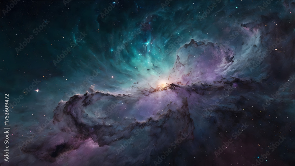 Fototapeta premium Cosmic Tapestry A Stunning Nebula's Interstellar Clouds in the Vast Universe