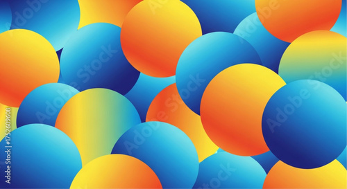A captivating array of vibrant spheres in shades of blue and orange creates a dynamic and visually striking pattern, evoking a sense of energy and playfulness