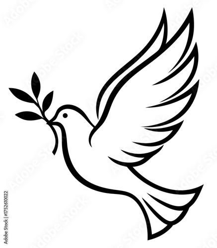 Dove with olive branch, Christian symbol of peace, covenant, hope and God’s eternal love