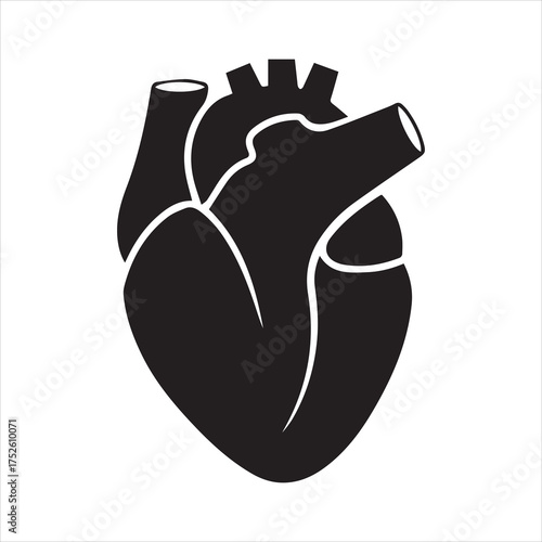 Black silhouette icon of human heart
