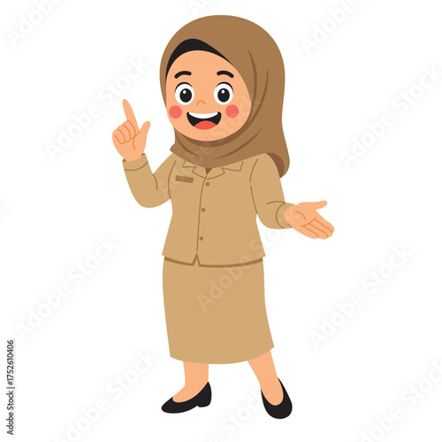 Cartoon illustration of a woman in a hijab