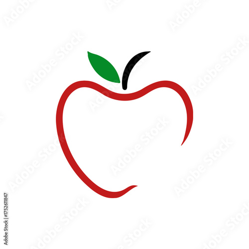 Apple Fruit Swoosh Logo. Apple icon vector isolated illustration. Apple fruit with leaf flat vector icon for food apps and websites