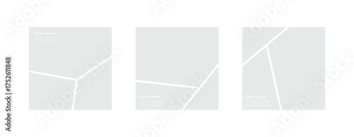 Modern square poster layout with three comic panels for moodboard presentation
