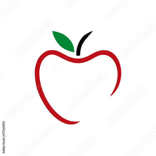 Apple Fruit Swoosh Logo. Apple icon vector isolated illustration. Apple fruit with leaf flat vector icon for food apps and websites