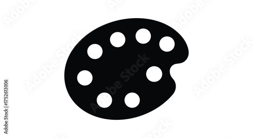 Artist's palette icon shape with circular wells for paint symbolizing creativity and art studio tools silhouette