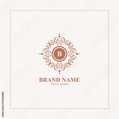 Flourish Initial B Letter Logo Frame For Brand Identity