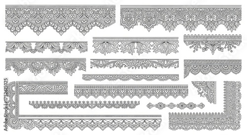Ornate lace borders decorative edging designs vintage patterns antique trim elegant embroidery vector graphic