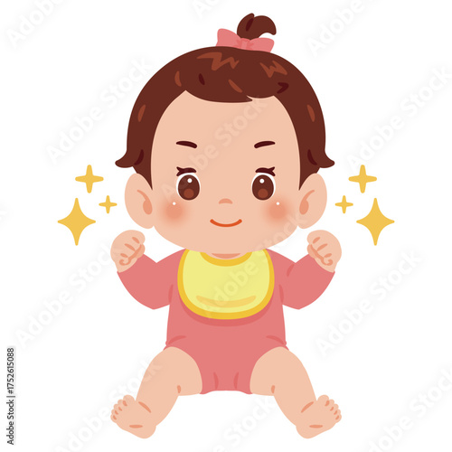 元気な女の子の赤ちゃん　全身イラスト／Energetic Baby Girl　full body illustration