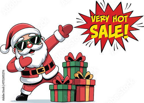 Santa claus dabbing with gifts isolated on white background for hot sale