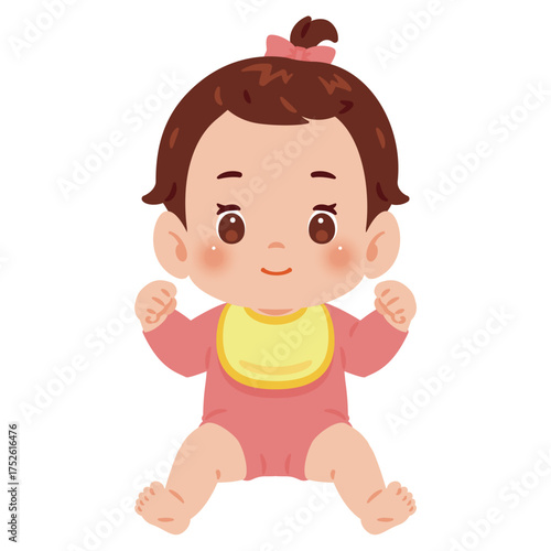 女の子の赤ちゃん　全身イラスト／Baby Girl　full body illustration