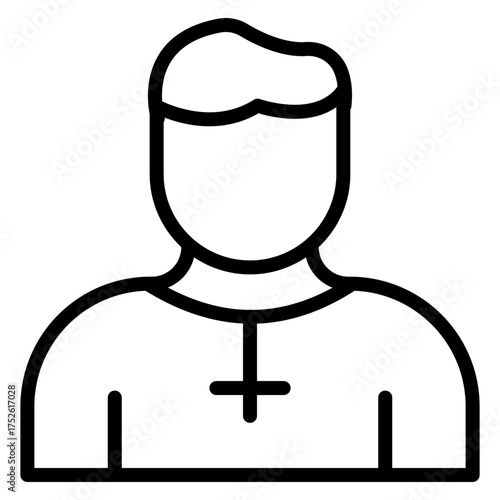 Priest Vector Line Icon Design