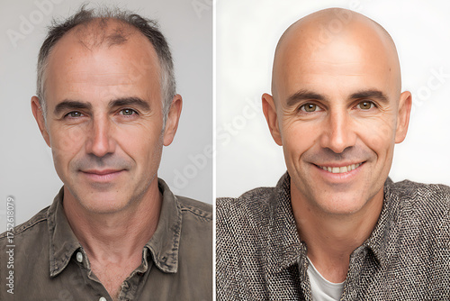 Mature man before and after hair loss transformation
