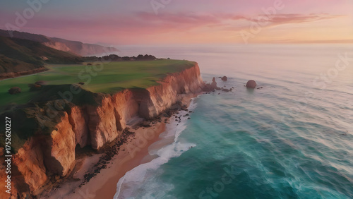 Coastal Sunset Serene Cliffs and Ocean Waves at Twilight with Scenic Beauty