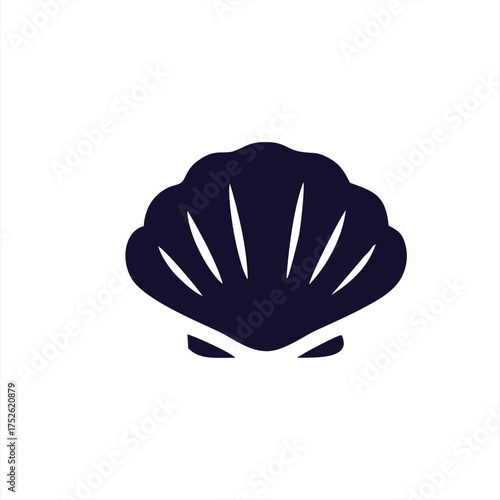 Dark Scallop Seashell Silhouette Marine Icon