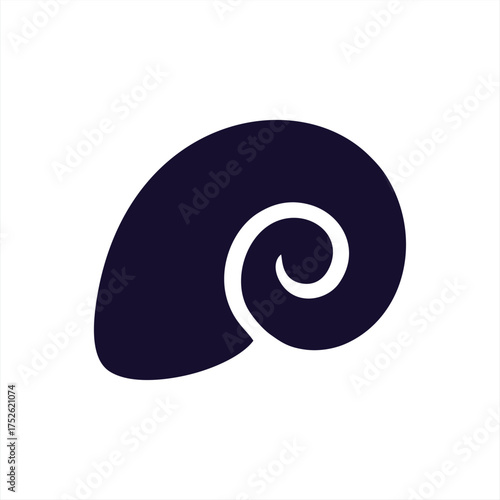 Dark Seashell Silhouette Isolated White Background