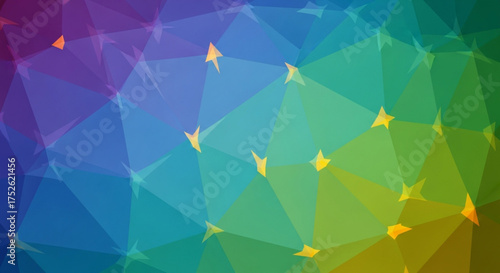 A vibrant and colorful low poly background with a mesmerizing blend of purple, blue, green, and yellow hues, creating a visually stunning and dynamic effect