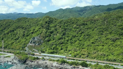 Aerial view of Beiguan tidal park in Yilan, Taiwan