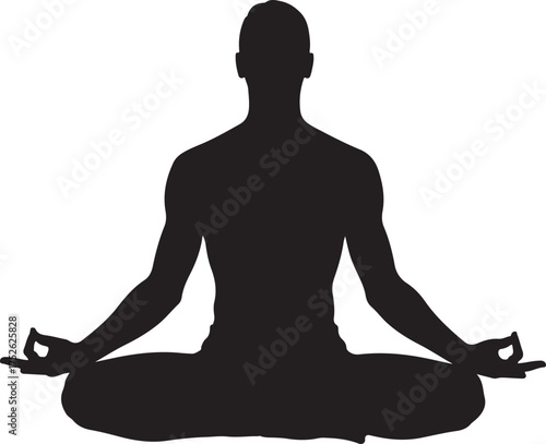 Silhouette of person meditating in lotus pose