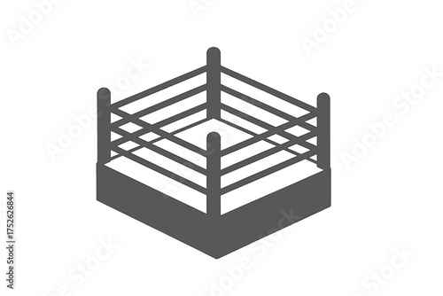 Boxing ring icon in monochrome style. Professional sport symbol for competition, fight or match. Combat sports arena for boxing, wrestling or MMA. Vector illustration.