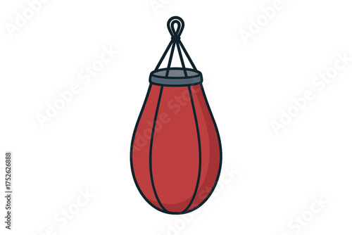 Speed bag vector icon. Punching bag for boxing training and fitness workout. Sport equipment for gym, martial arts, and fight club. Isolated cartoon illustration symbol.