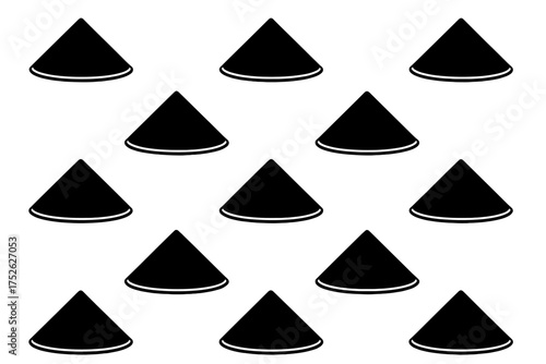 Asian conical hat pattern. Traditional Vietnamese headwear seamless background. Farmer rice hat vector. Oriental culture accessory. Black icon silhouette. China travel symbol.