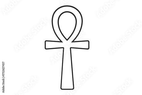 Ankh icon, ancient Egyptian cross symbol of life. Key of the Nile, crux ansata. Simple black outline vector illustration. Egyptology, spiritual, religious, esoteric sign.