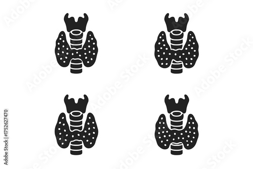 Thyroid gland icon. Human organ anatomy symbol. Endocrine system concept. Health care and medical vector illustration. Larynx and trachea silhouette. Endocrinology design element.