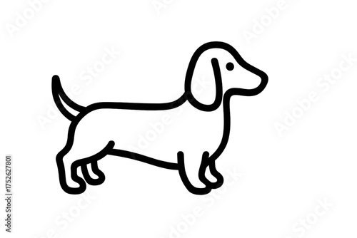 Labrador dog breed outline icon isolated on white background. Simple line art vector illustration of friendly Labrador retriever symbol, pet and animal concept design.