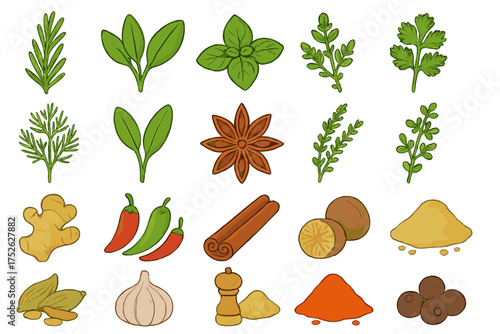 Cartoon style meats set icons. Big collection of meat cuts vector symbols. Transparent background ordered meat illustrations collection for food, cooking, butcher, barbecue designs.