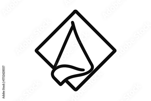 Black napkin icon vector, simple towel illustration, minimalistic hygiene accessory symbol, napkin cloth silhouette with transparent background, clean dining essential graphic