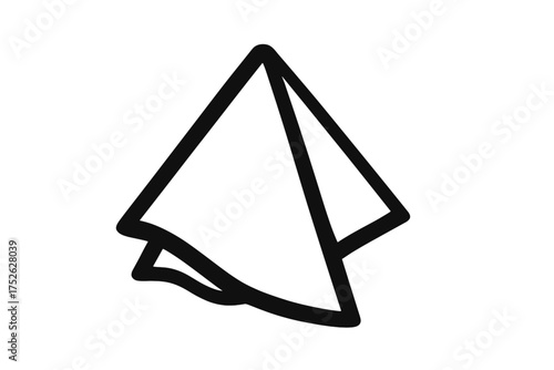 Black napkin icon, simple single line vector illustration, paper handkerchief symbol, restaurant and dining accessory, kitchen cloth vector design, clean outline napkin graphic