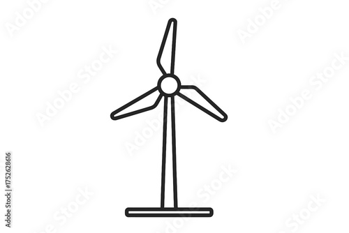 Wind energy turbine icon outline style isolated on white background, renewable power symbol, clean energy illustration, bio and ecology vector design, eco-friendly concept