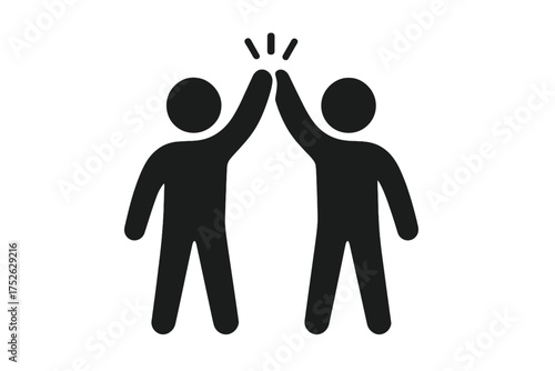 Two People High Five Greeting Icon, Vector Graphic Elements for Teamwork, Celebration, Success, Friendship, Cooperation and Partnership Concept, Vector Illustration
