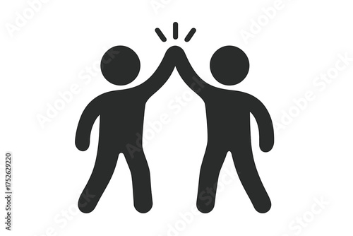 Two People Greeting with High Five Icon, Teamwork and Friendship Vector Illustration, Celebration and Success Concept, Unity and Collaboration Symbol Transparent Background