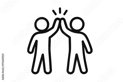 Two people giving high five icon, teamwork, celebration, success, friendship, collaboration, unity, positive gesture, achievement, support, partnership vector illustration