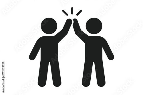 Two People Giving High Five Icon, Teamwork and Celebration Vector Graphic, Success and Friendship Concept, Positive Collaboration, Unity Symbol, Transparent Background