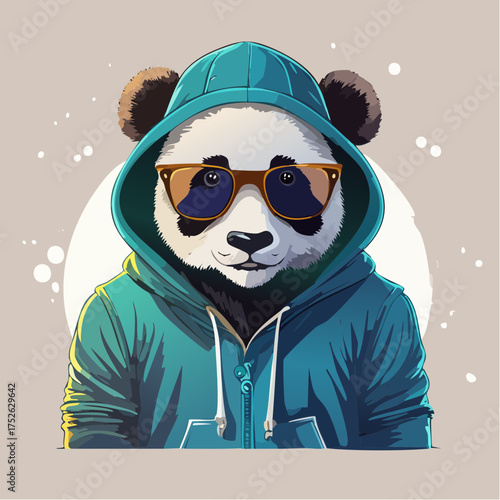 Cool Panda in Hoodie and Sunglasses - Adorable and Stylish Animal Portrait