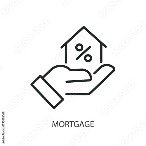 Mortgage thin line vector icons.