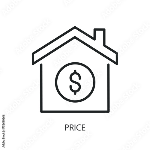 Home price thin line vector icons.